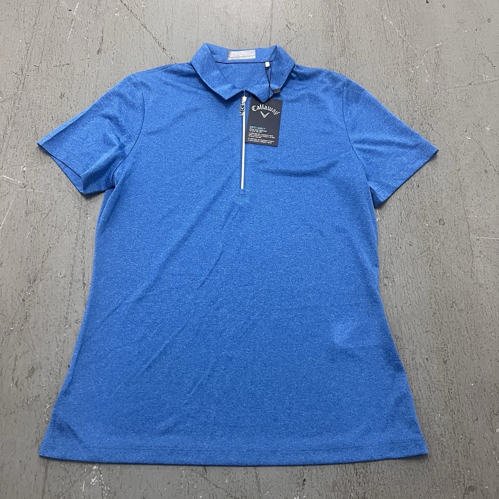 Callaway Women's Opti-Dri Royal Blue 1/4 Zip Golf Short Sleeve Polo Shirt XS